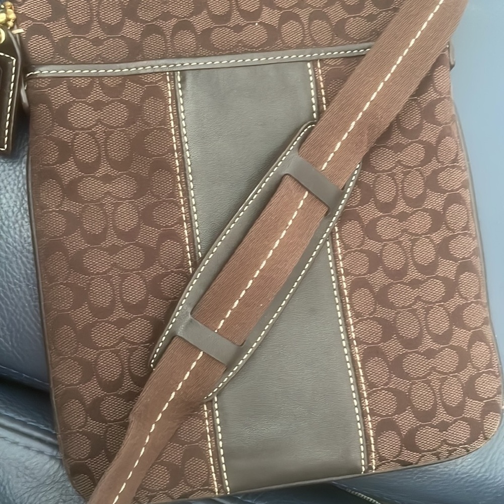 Coach Brown Monogram Crossbody with Dark Brown Leather Trim and Gold Hardware - Picture 3 of 7